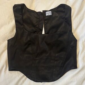 Aritzia - Sunday Best Black Faux Leather Corset Tank Top